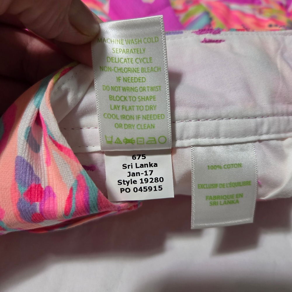 Lilly Pulitzer Callahan Shorts Pink Tropical Floral Cotton Dobby Womens Size 0 - Picture 9 of 14